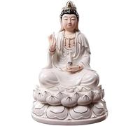 Escultura de cerámica Avalokiteshvara Bodhisattva Buda Estatua del hogar Consagración Loto Sentado Todo el salón Buda