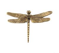 Escultura de cobre amarillo de la libélula del estilo antiguo, pequeña decoración animal del escritorio de