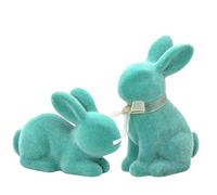 Escultura de conejo: coleccionable de terciopelo woodlands, pieza central de vacaciones pastel, estatua decorativa de chimenea, de bandeja de varios niveles | Decoración de Pascua e
