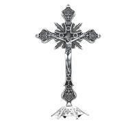 Escultura de crucifijo de Jesús, figura de crucifijo con soporte para oraciones, mesa para el hogar