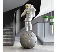Escultura de decoración del hogar, escultura de astronauta de tamaño real, decoración moderna y alta de arte espacial | Estatua de astronauta de pie en el cráter de la luna | Decoración única para el