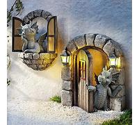 Escultura de dragón de Patio, Estatua de dragón, decoración del hogar, Estatua de Dinosaurio jardín, Adornos de Resina de dragón, Estatua meditada de jardín Fora Patio Trasero al Aire Libre, Porche