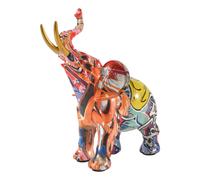 Escultura de elefante con grafiti de pintura nórdica, estatua de arte colorida, decoración de animales de resina