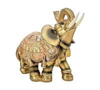 Escultura de elefante dorado Fengshui para decoración de mesa de oficina en casa, estatua de resinas para riqueza, fortunas y adorno de buena suerte