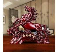 Escultura De Escritorio En Forma De Caballo, Estatuilla De Caballo De La Suerte, Estatua Del Zodíaco Chino, Estatuilla De Feng Shui Del Caballo De Prosperidad(Mahogany,L)
