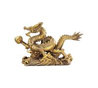 Escultura de Estatua de DragóN Chino Feng Shui de LatóN, Adornos de Mesa para Oficina en Casa para Riqueza y éXito, Regalos de Buena Suerte
