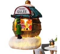 Escultura de la casa de Navidad,Casa de pueblo de Navidad | Adornos navideños para la casa de Santa's Shop,Decoración casera del estante de resina, miniatura de la casa de pueblo con la luz del LED pa