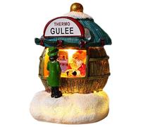 Escultura de la casa de Navidad,Casa de pueblo de Navidad - Tienda de Papá Noel Casa de Pueblo Miniatura,Decoración casera del estante de resina, ornamentos de la casa de la Navidad con la luz del LED