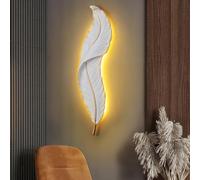 Escultura de luz de pared de plumas, decoración LED moderna para el hogar, decoración de plumas de lujo para sala de estar y dormitorio