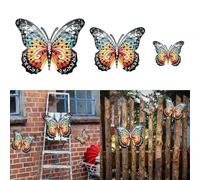 Escultura de mariposa de metal vibrante para arte de pared para mejorar tu hogar y decoración al aire libre (12,5 x 16,5 cm)