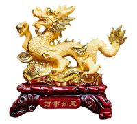 Escultura de Mesa Feng Shui Dragón Estatua Adornos, Artesanía de Resina Estatua Oficina Decoración de Mesa Adornos, Estatua del Dragón de la Suerte Riqueza y Cess Buenos Regalos de la Suerte, Natural