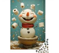 Escultura de Muñeco de Nieve Puzzle de 1000 Piezas Cartón para Adultos Decoración Moderna Escena Divertida Juego de Puzzle 1000 Piezas Antiestrés Familia 70x50cm/1000pcs
