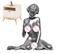 Escultura de niña, escultura de diosa | Diosa Arrodillada de Plata en Resina - Estatua Cuerpo Femenino, Diseño Acabado Bronceado Estatua Femenina Arrodillada Desnuda Escultura Arte Erótico, Arte Ángel