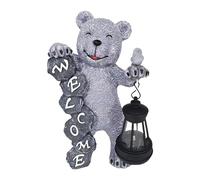 Escultura de oso solar, estatua solar de jardín, bonito adorno de oso, adorno de bienvenida de oso, decoración de oso de jardín, estatua de bienvenida de oso, decoración perfecta y adecuada para