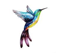 Escultura de pájaro de metal caprichosa para decoración del hogar, arte de pared de colibrí encantador para varios entornos (azul)