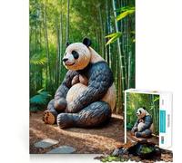 Escultura de Panda en Bosque de bambú Rompecabezas de 1000 Piezas para Adolescentes Mejora la Memoria Pasatiempo Tranquilo Bordes precisos Regalo de cumpleaños (38x52cm)