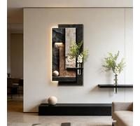 Escultura de Pared 3D con luz LED, decoración de Pared de Arenisca con visión 3D, decoración de iluminación de Escultura Moderna para Sala de Estar, Dormitorio o Entrada (Multicolor, 90x180c