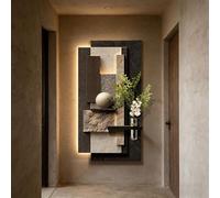 Escultura de Pared 3D con luz LED, decoración de Pared de Arenisca con visión 3D, iluminación de Escultura Moderna para Sala de Estar, Dormitorio o Entrada (Multicolor, 90x180cm).
