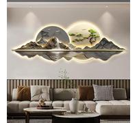 Escultura de pared 3D con luz LED, decoración oriental moderna del hogar, diseño tradicional de pino, elegante obra de arte para colgar en la pared para decoración del hogar