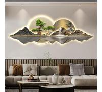 Escultura de pared 3D con luz LED, decoración oriental moderna y diseño tradicional de pino, obra de arte única para colgar en la pared para decoración del hogar