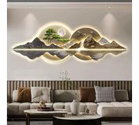 Escultura de pared 3D con luz LED, decoración oriental moderna y diseño tradicional de pino, obra de arte única para colgar en la pared para decoración del hogar