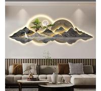 Escultura de pared 3D con luz LED, decoración oriental moderna y diseño tradicional de pino, obra de arte única para colgar en la pared para decoración del hogar