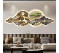 Escultura de pared 3D con luz LED, decoración oriental moderna y diseño tradicional de pino, obra de arte única para colgar en la pared para decoración del hogar