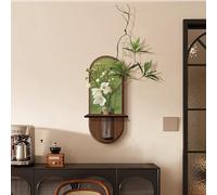 Escultura De Pared 3D Moderna Con Jarrón Transparente, Escultura Creativa Con Planta Artificial, Para Sala De Estar, Pasillo, Entrada Y Oficina(Brown 1,60 * 25cm/24 * 10in)