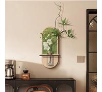 Escultura De Pared 3D Moderna Con Jarrón Transparente, Escultura Creativa Con Planta Artificial, Para Sala De Estar, Pasillo, Entrada Y Oficina(Wood 1,75 * 30cm/29.5 * 12in)