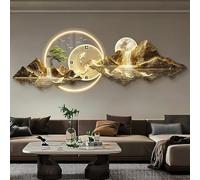 Escultura de pared 3D para colgar en la pared, pintura de paisaje, decoración oriental tradicional chino Feng Shui acogedor pino para colgar en la pared, moderno reloj de pared para decoración de sala
