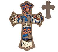 Escultura de pared de Belén de madera - Decoración navideña de madera, belén de pared, ambiente festivo, belén de madera tallada | Belén de Navidad al aire libre, tallas estacionales para dormitorio