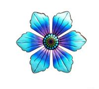 Escultura de pared de flores de metal 3D para decoración colgante al aire libre, adorno de hierro para jardín, patio, paredes interiores, incluyendo dormitorio y sala de estar (azul)