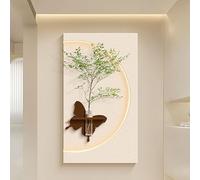 Escultura de pared de paisaje para decoración moderna del hogar, mural colgante de pared de paisaje 3D con luz LED, decoración de arenisca sin bordes, con jarrón para almacenamiento de agua, diseño si