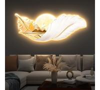 Escultura de pared de plumas 3D con iluminación LED para decoración moderna del hogar