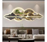 Escultura de pared en 3D con luz LED, decoración oriental moderna, diseño tradicional de pino para decoración del hogar, 150 x 50 cm