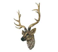 Escultura de pared grande con cabeza de ciervo de taxidermia sintética, moderna resina hecha a mano, adorno montado en casa de campo para decoración del hogar