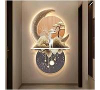 Escultura de pared, pintura, arte de colgar paredes y lámparas LED, lámpara decorativa de arte de pared, pintura decorativa de mural luminoso en el vestíbulo de la sala de estar (color: marrón-B, tama