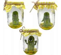 Escultura de pepinillo gruñón en un frasco (Ansiedad) Escultura de pepinillo en un frasco de vidrio