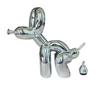 Pozbee Escultura de Perro Pooping Plateada, Regalo Divertido para los Amantes de Las Mascotas, Estatua de Perro con Globo, Figura de Animal pequeño para Mesa de café, estantería, decoración del hogar