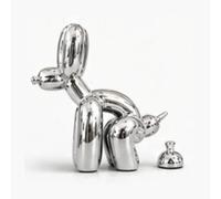 Escultura de perro haciendo caca, estatua decorativa estética de perro de globo, regalo divertido para amantes de mascotas, Día de la Madre; animal pequeño para mesa, estantería, decoración (plateado)