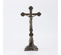 Escultura de pie crucifijo sobre base de estilo barroco 13 "de altura