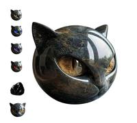 Escultura De Piedra De Gato Negro De Lujo: Elegante Decoración Para El Hogar Y Obra De Arte Lista Para Regalar, Escultura De Gato De Obsidiana Negra, Regalos De Gato Negro (1 unidad - Dorado)