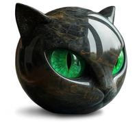 Escultura de piedra de gato negro de lujo, figuras de gatos de resina de piedras preciosas de la suerte con ojos verdes, regalo refinado para decoración de oficina en el hogar Escultura de piedra de