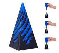Escultura de pirámide imposible, juguete antiestrés de pirámide, juguete de cono en espiral impreso en 3D, escultura de paso de pirámide, decoración de escritorio, regalo de recuerdo (azul-L)