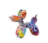 Escultura de resina de perro con globo a cuadros en blanco y negro, estatua moderna de animales abstractos para decoración del hogar, soporte de TV, bar, entrada y sala de estar