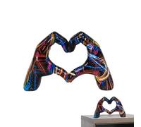 Escultura de símbolo de amor, estatua de manos de corazón, gesto de amor, figuras de arte pop | Adorno de amor colorido de graffiti, pintura colorida, esculturas de mano de corazón para decoración,