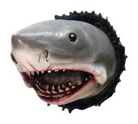 Escultura De Tiburón Marino - Decoración De Resina Montada En La Pared, De Cabeza De Animal De 12x9x9 Cm, Arte Temático Del Océano | Acento Interior Estilo Acuario, Exhibición Temática Costera