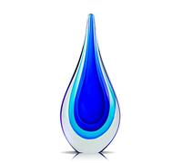 Escultura de Vidrio Azul Modern Glass Art Collection Pisapapeles, decoración de Estilo mediterráneo Estatua de Cristal de Gota de Agua, para decoración de Vidrio Familiar, Figuras coleccionables