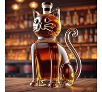 Escultura Decantador Whisky, Botella De Whisky Con Forma De Gato De 750 Ml, Vino De Cristal Novedoso, Decantador De Whiskys De Cristal Resistente Al Calor, Regalo Decorativo Único Soplado A Mano(C)