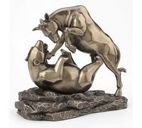 Escultura decorativa figura de lucha de mercado lucha contra el mercado de toros y el mercado de osos firmado regalo para inversionista para jefe criptomoneda moneda figura o regalo para decoración
